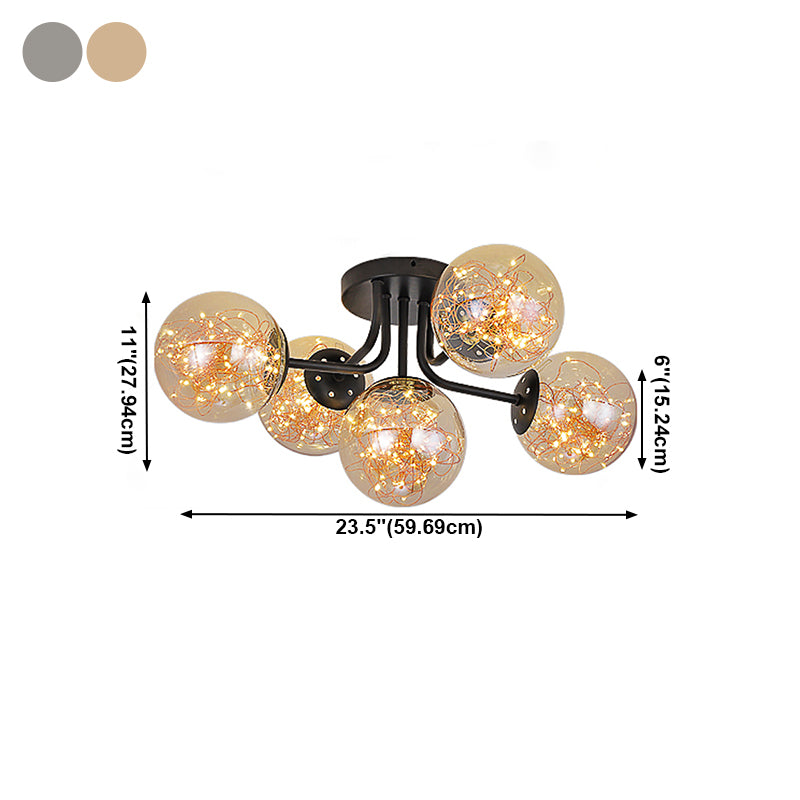 Radial Shape LED Ceiling Lamp Modern Iron Flush Mount for Living Room