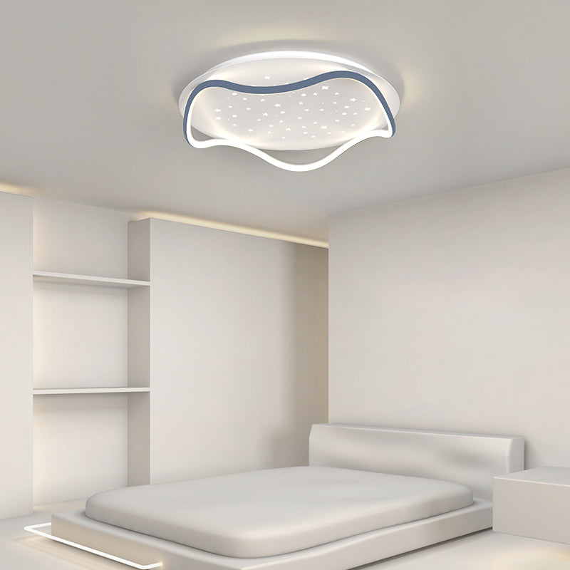 Plafonnier de forme ronde moderne en fer à 2 lumières, montage encastré pour chambre à coucher