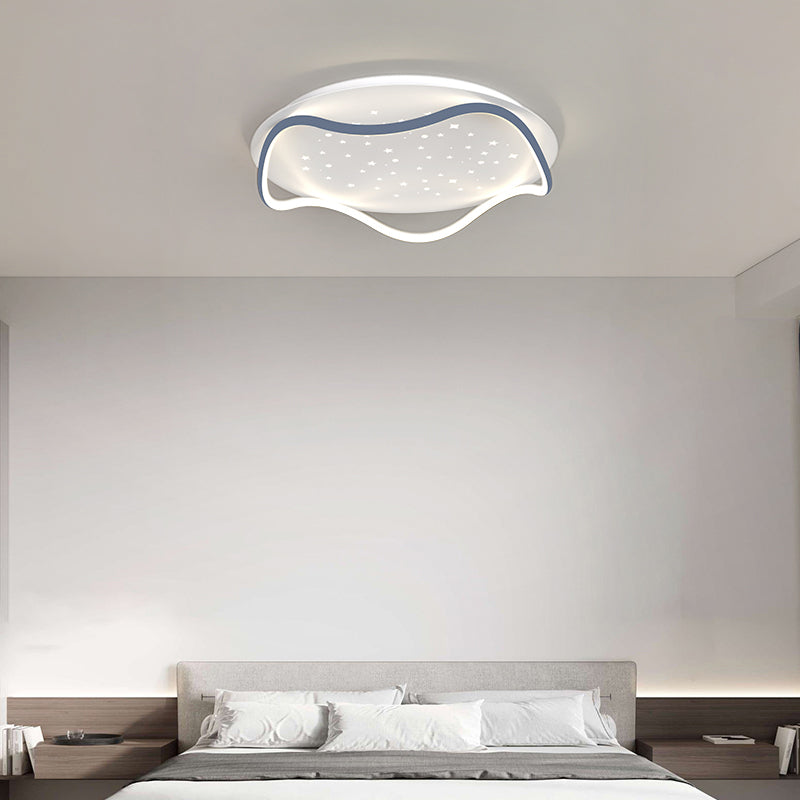 Modern Round Shape Ceiling Lamp Iron 2 Lights Flush Mount for Bedroom