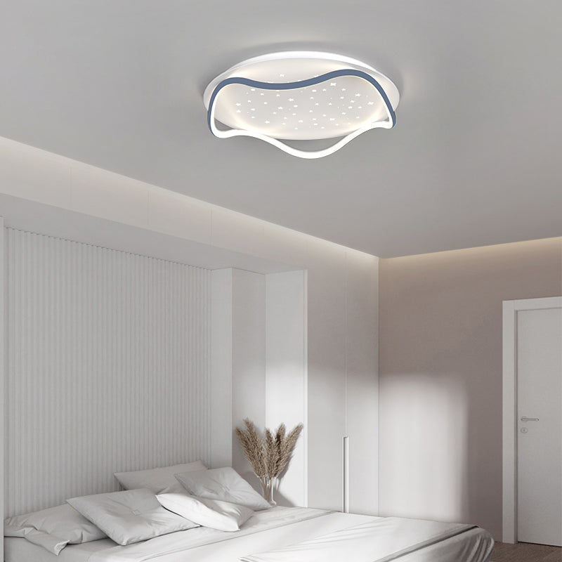 Modern Round Shape Ceiling Lamp Iron 2 Lights Flush Mount for Bedroom