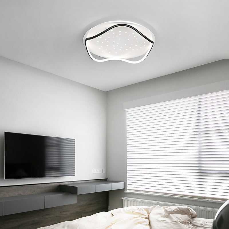 Modern Round Shape Ceiling Lamp Iron 2 Lights Flush Mount for Bedroom