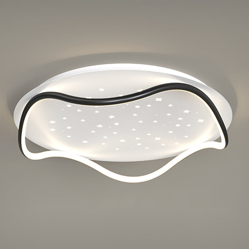 Modern Round Shape Ceiling Lamp Iron 2 Lights Flush Mount for Bedroom