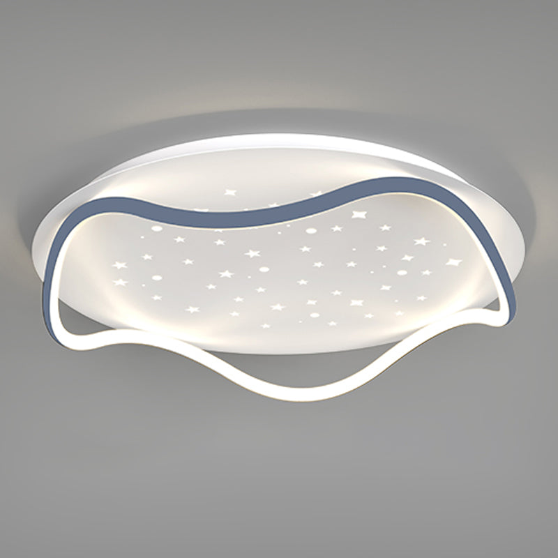 Modern Round Shape Ceiling Lamp Iron 2 Lights Flush Mount for Bedroom