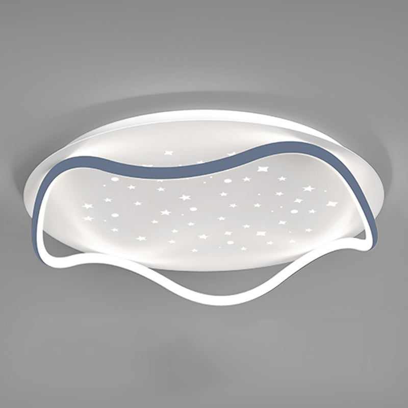 Modern Round Shape Ceiling Lamp Iron 2 Lights Flush Mount for Bedroom