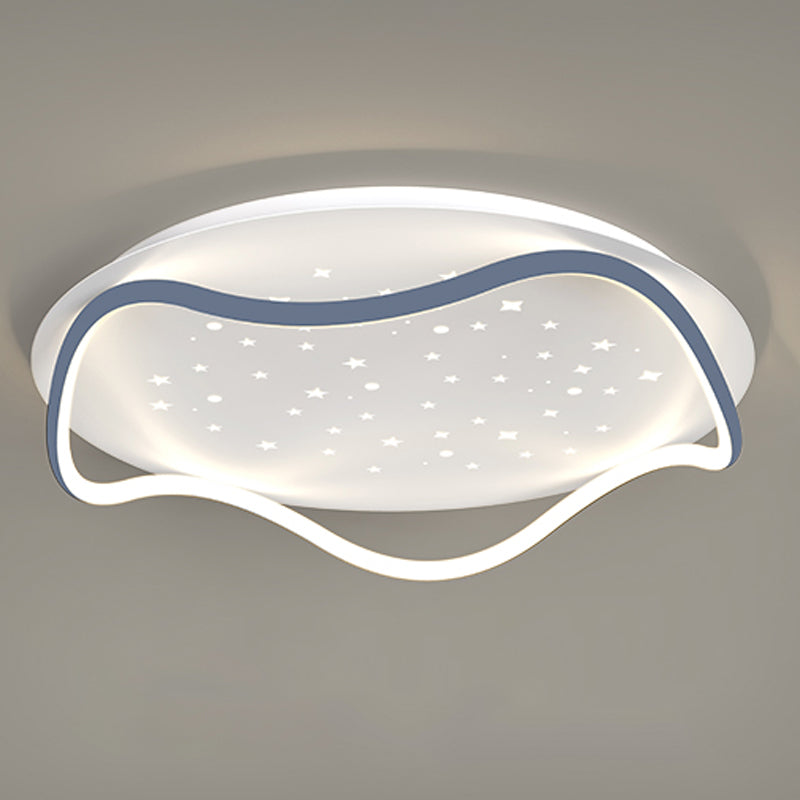 Modern Round Shape Ceiling Lamp Iron 2 Lights Flush Mount for Bedroom