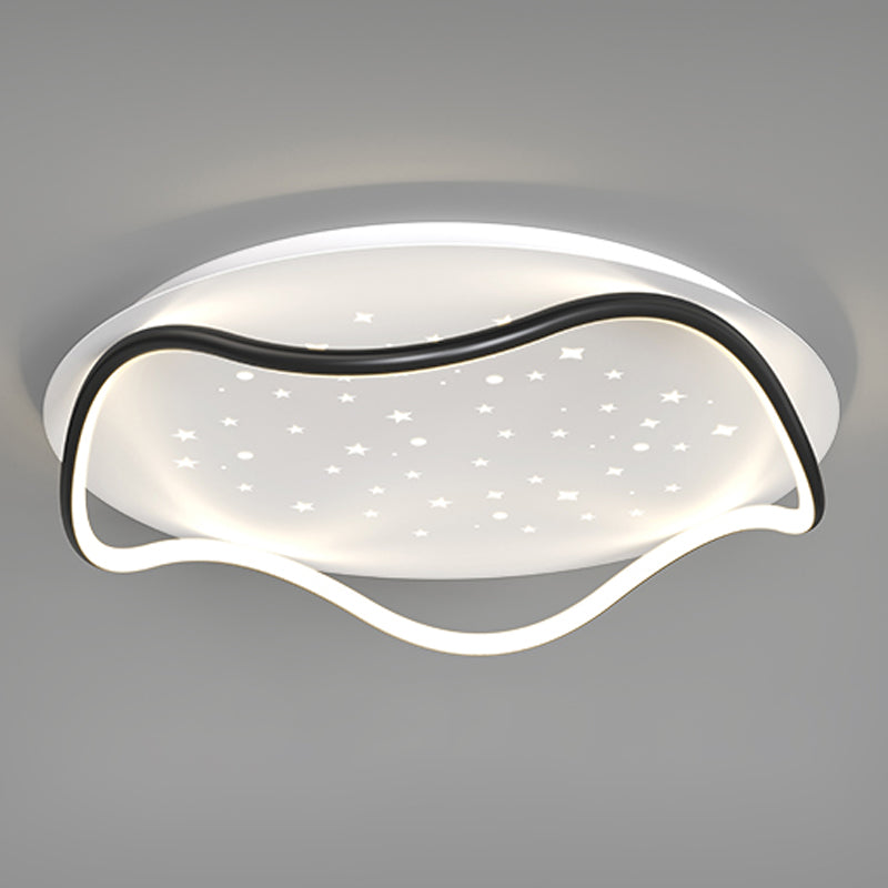 Plafonnier de forme ronde moderne en fer à 2 lumières, montage encastré pour chambre à coucher