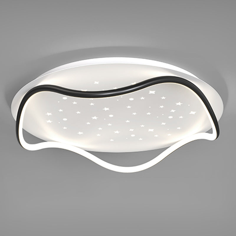 Plafonnier de forme ronde moderne en fer à 2 lumières, montage encastré pour chambre à coucher