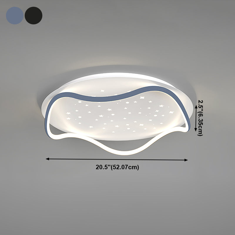 Modern Round Shape Ceiling Lamp Iron 2 Lights Flush Mount for Bedroom