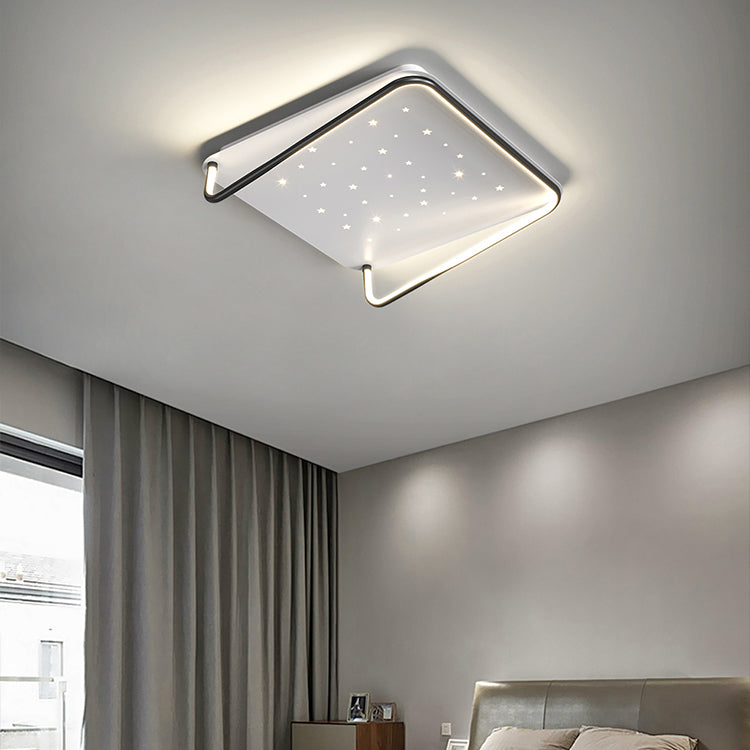 Geometry Shape LED Ceiling Lamp Modern Aluminum 2 Lights Flush Mount for Living Room