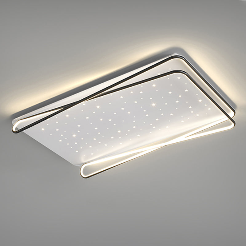 Geometry Shape LED Ceiling Lamp Modern Aluminum 2 Lights Flush Mount for Living Room