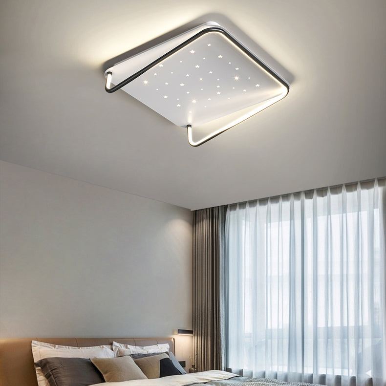 Geometry Shape LED Ceiling Lamp Modern Aluminum 2 Lights Flush Mount for Living Room