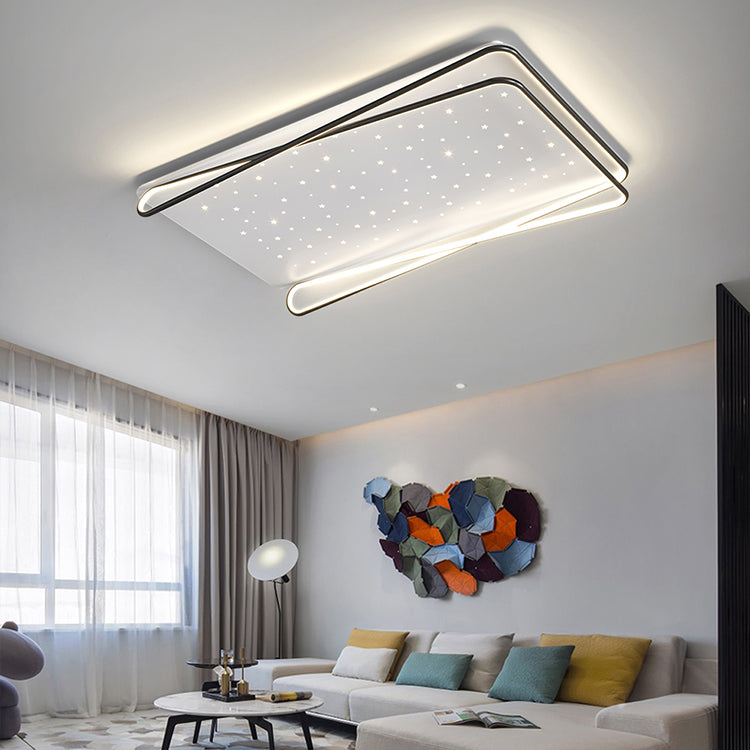 Geometry Shape LED Ceiling Lamp Modern Aluminum 2 Lights Flush Mount for Living Room