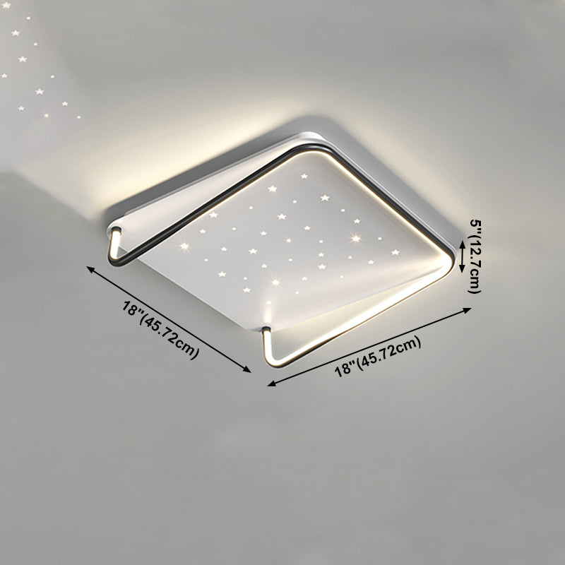 Geometry Shape LED Ceiling Lamp Modern Aluminum 2 Lights Flush Mount for Living Room