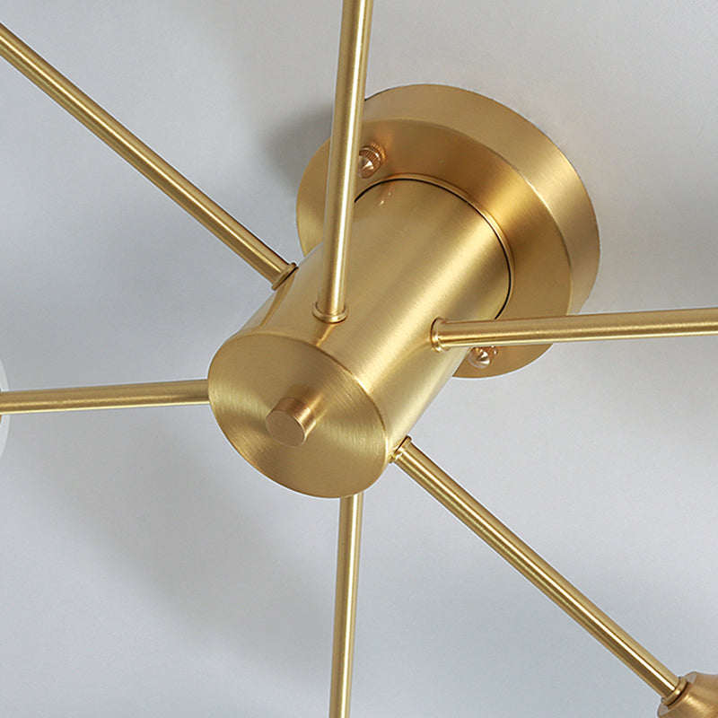 Modern Artistic Semi Flush Mount Copper Globe Ceiling Fixture with White Glass Shade