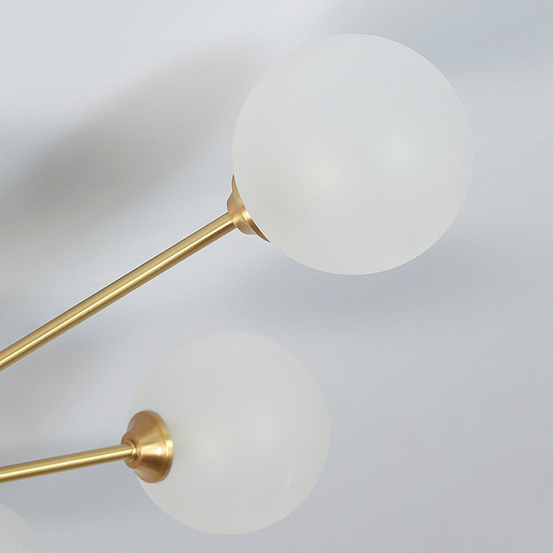 Modern Artistic Semi Flush Mount Copper Globe Ceiling Fixture with White Glass Shade