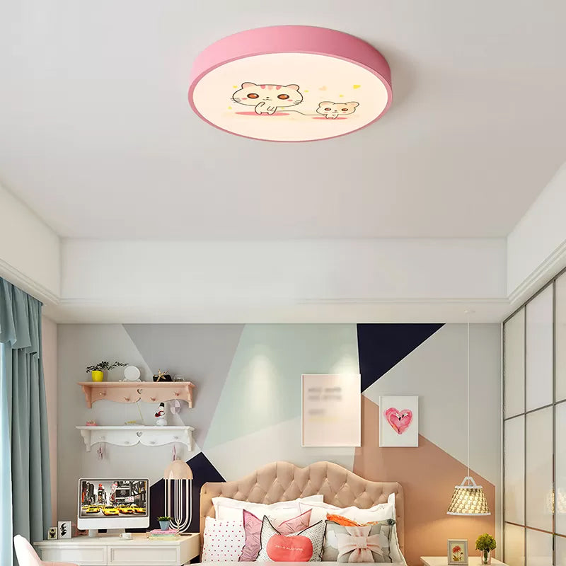 Plafonnier de forme ronde moderne macaron fer 1 lumière encastré pour étude