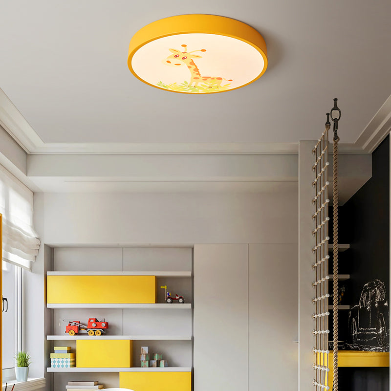 Plafonnier de forme ronde moderne macaron fer 1 lumière encastré pour étude