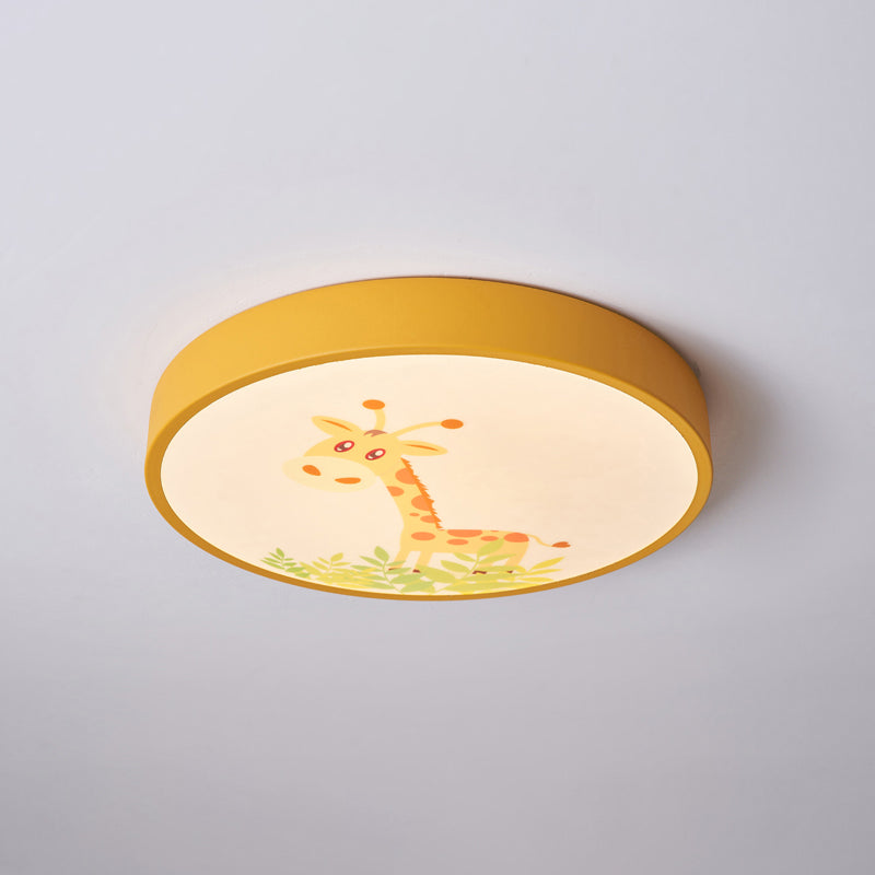 Plafonnier de forme ronde moderne macaron fer 1 lumière encastré pour étude