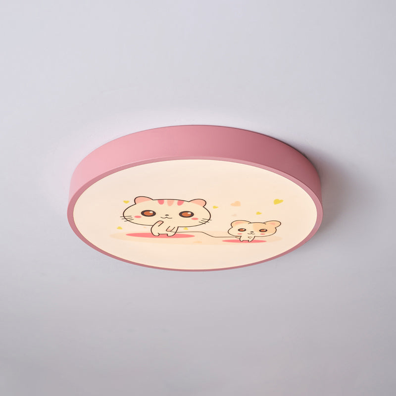Plafonnier de forme ronde moderne macaron fer 1 lumière encastré pour étude