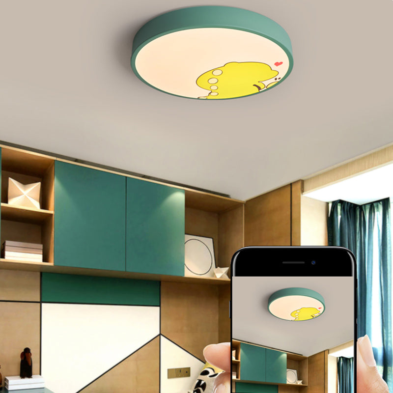 Plafonnier de forme ronde moderne macaron fer 1 lumière encastré pour étude