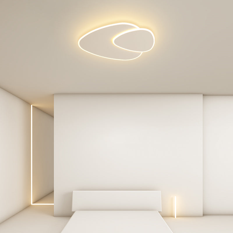 Plafonnier LED oblong blanc en fer forgé de style concis et moderne avec abat-jour en acrylique