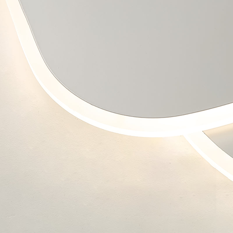 Plafonnier LED oblong blanc en fer forgé de style concis et moderne avec abat-jour en acrylique