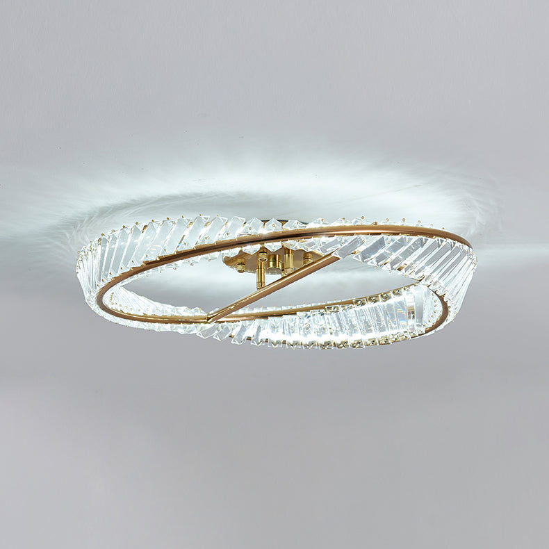 Plafonnier LED en cristal doré de style artistique moderne, montage encastré linéaire en métal galvanisé