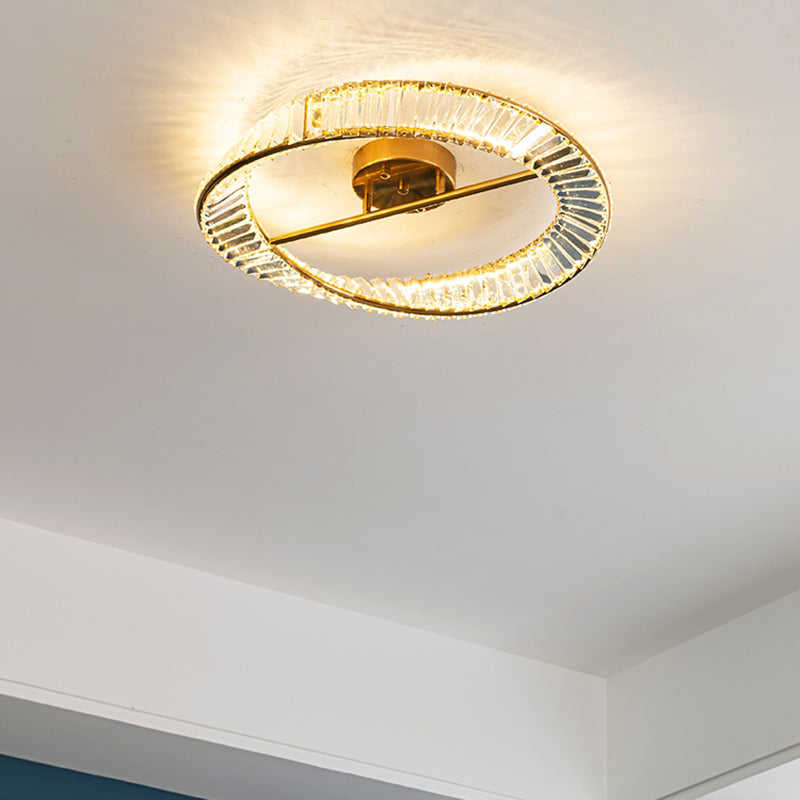 Plafonnier LED en cristal doré de style artistique moderne, montage encastré linéaire en métal galvanisé