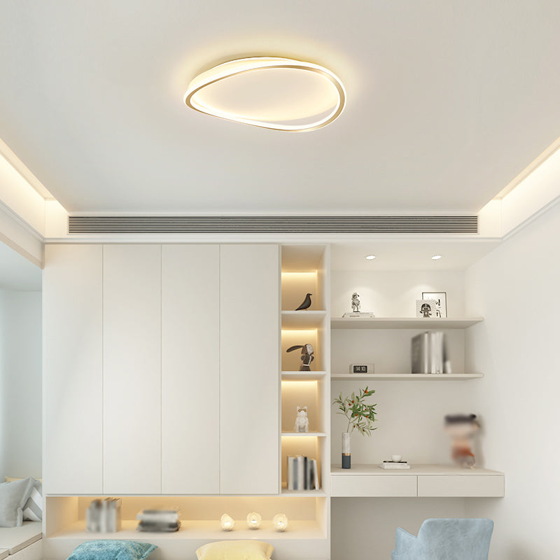 Acrylic Gold LED Ceiling Light in Modern Simplicity Iron Linear Flush Mount for Bedroom