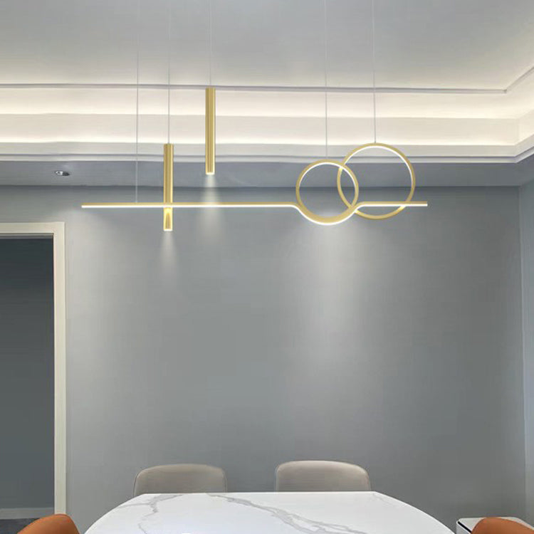 Luz de colgante geométrico de iluminación contemporánea de metal iluminación de la isla de cocina