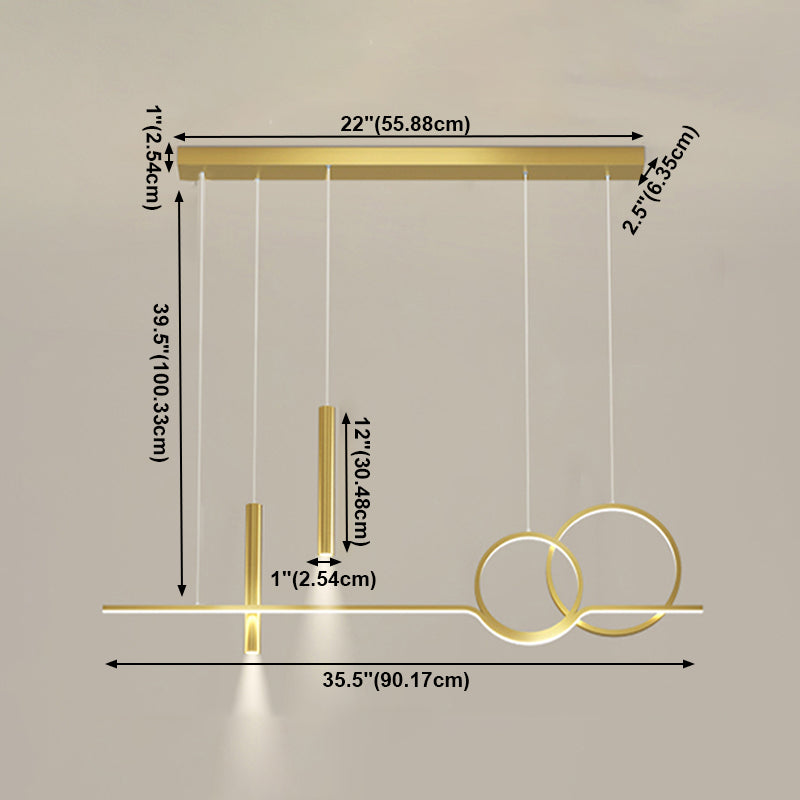 Luz de colgante geométrico de iluminación contemporánea de metal iluminación de la isla de cocina