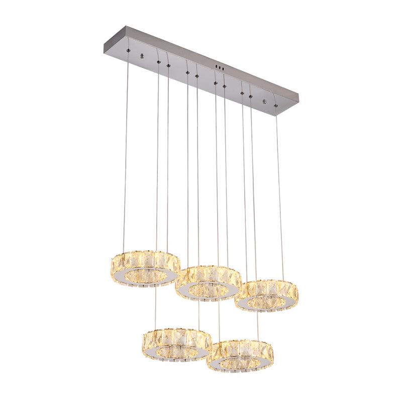 Crystal Circle Hanging Light Contemporary Kitchen Island Lighting for Dining Room