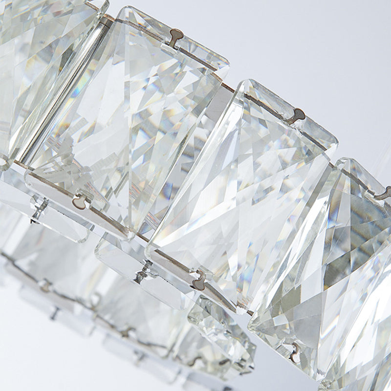 Crystal Circle Hanging Light Contemporary Kitchen Island Lighting for Dining Room