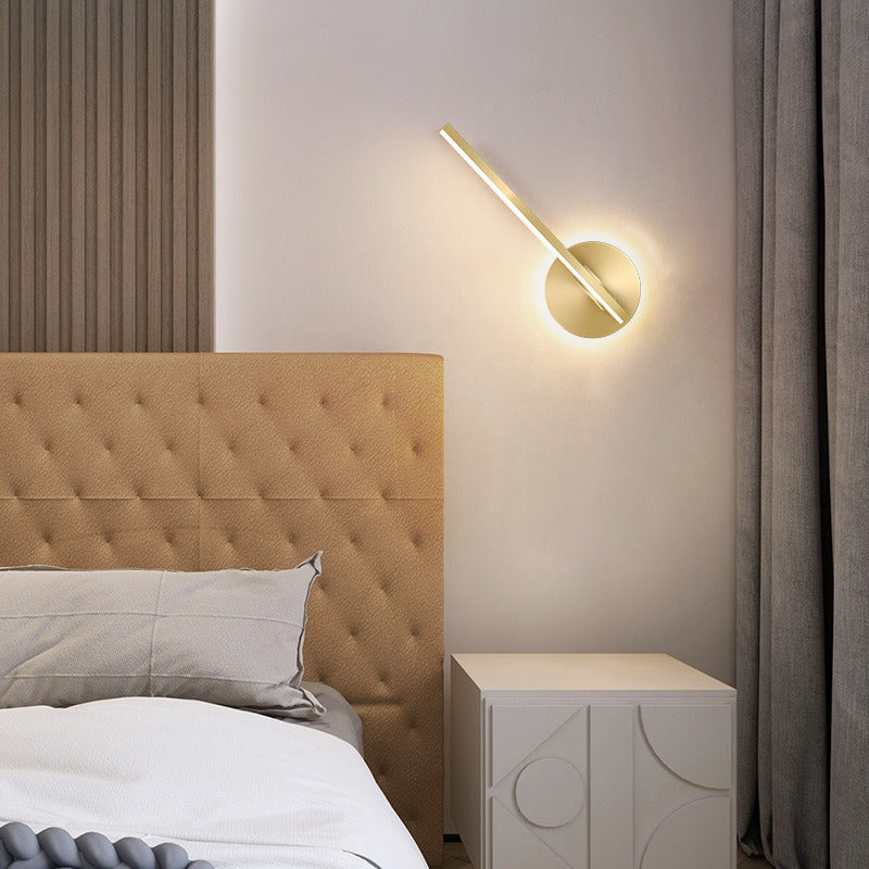 Iluminación de pared de metal de forma lineal iluminación moderna de montura de pared de 1 luces