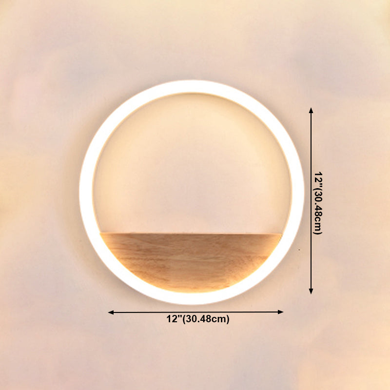 Moderne Stil runde Wandlampen Holz 1 Licht Wandbeleuchtung