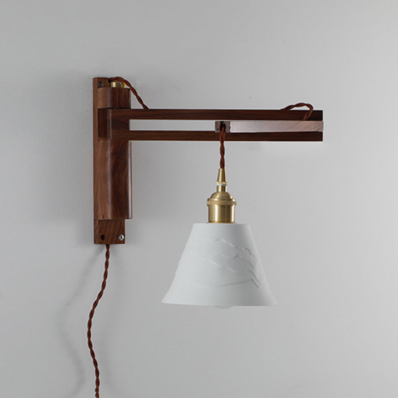 Moderner Stil Geometrischer Wandlampe Licht Holz 1 hellem Wandmontagleuchte in Weiß