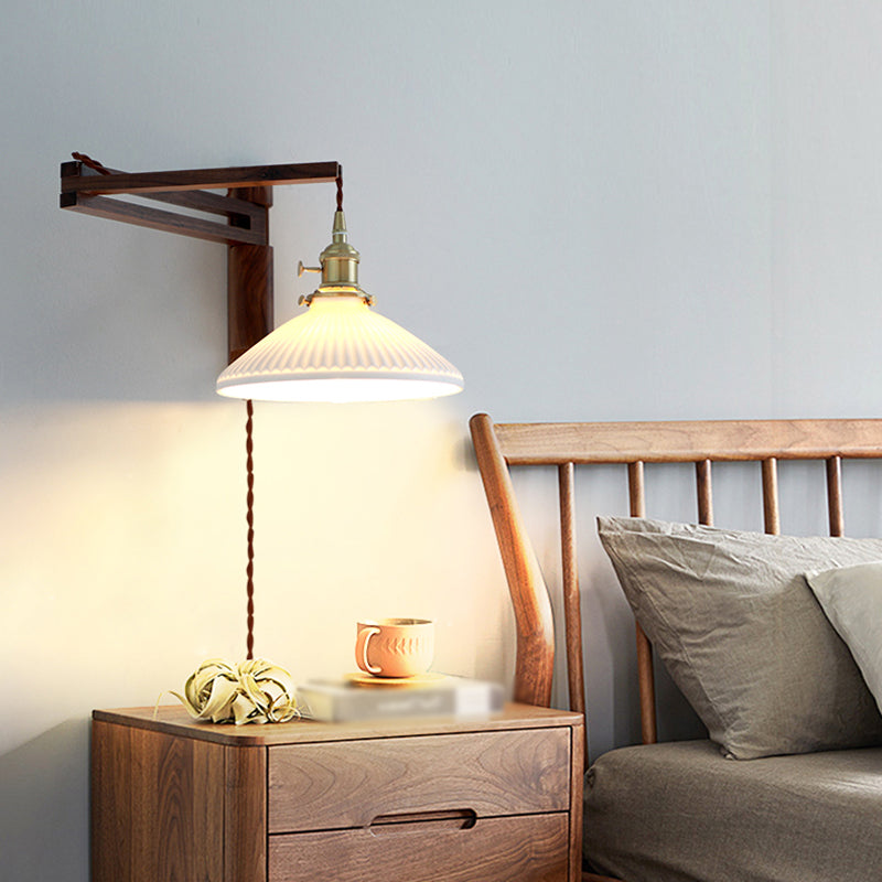 Moderner Stil Geometrischer Wandlampe Licht Holz 1 hellem Wandmontagleuchte in Weiß