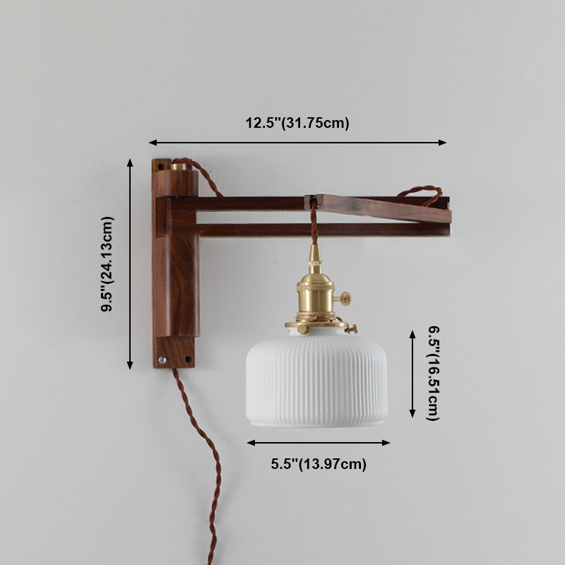 Moderner Stil Geometrischer Wandlampe Licht Holz 1 hellem Wandmontagleuchte in Weiß