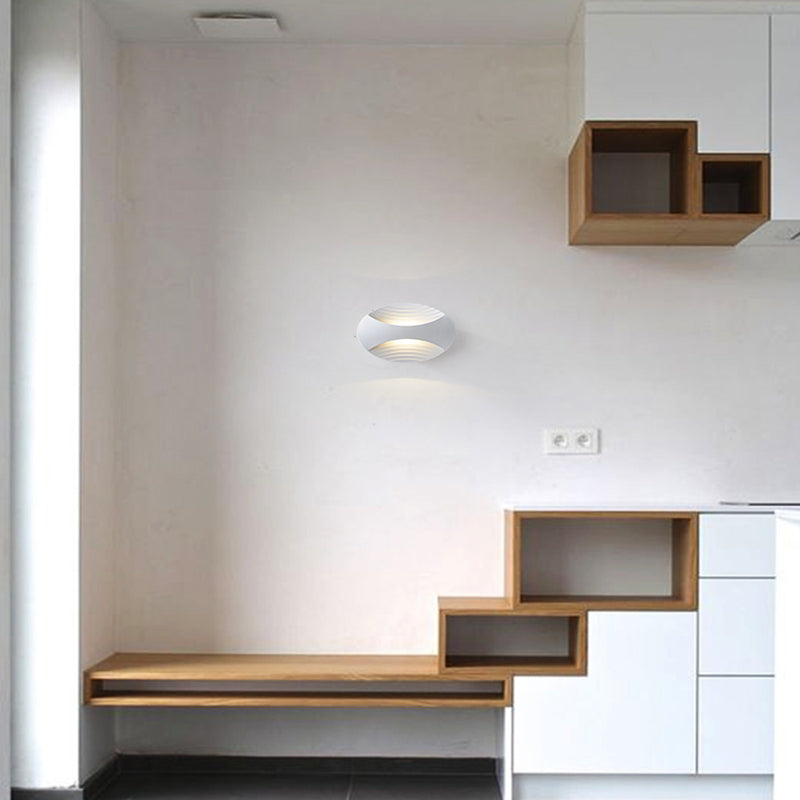 Moderner Stil ovaler Wandmontage Lampe Metall 2 Leuchten Wandmontierte Beleuchtung