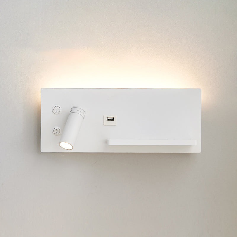 2 Lights Square Reading Wall Lighting Modern Style Metal Wall Mounted Light Fixture