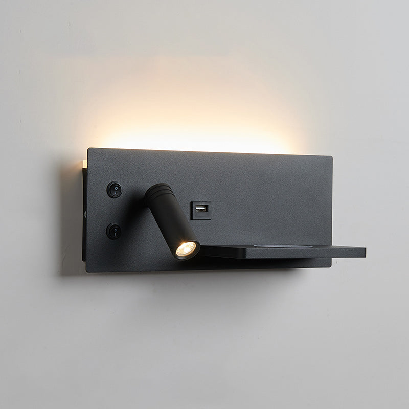 2 Lights Square Reading Wall Lighting Modern Style Metal Wall Mounted Light Fixture