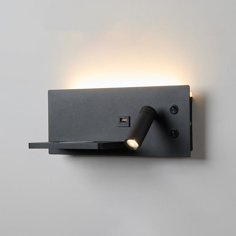 2 Lights Square Reading Wall Lighting Modern Style Metal Wall Mounted Light Fixture