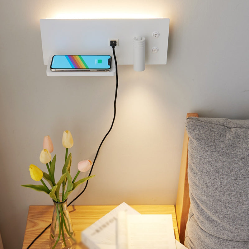 2 Lights Square Reading Wall Lighting Modern Style Metal Wall Mounted Light Fixture