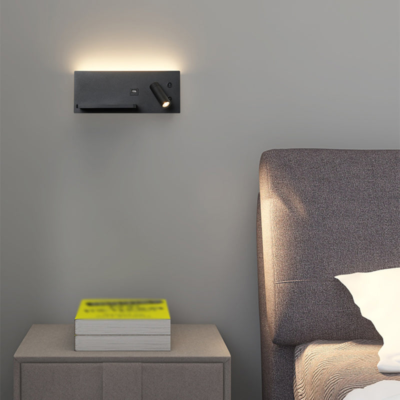 2 Lights Square Reading Wall Lighting Modern Style Metal Wall Mounted Light Fixture