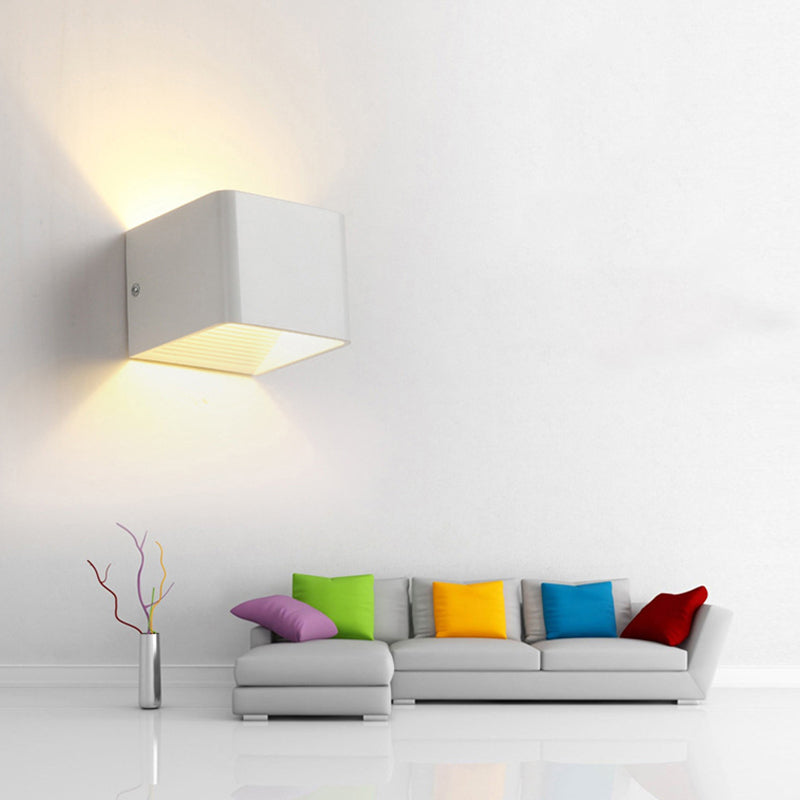 2-Lights Metal Wall Lighting Modern Style Square Shape Wall Mount Light Fixture