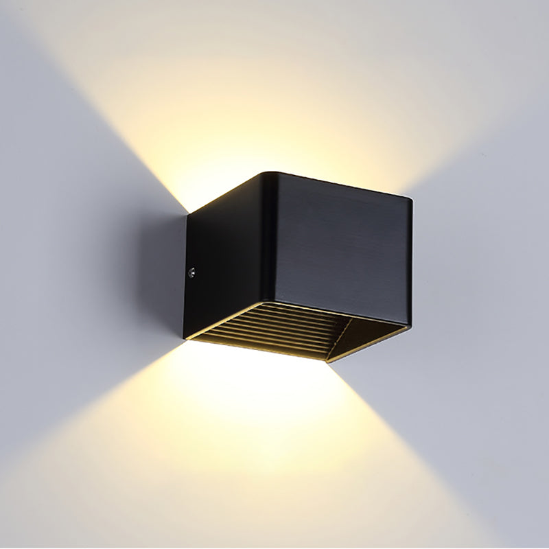 2-Lights Metal Wall Lighting Modern Style Square Shape Wall Mount Light Fixture