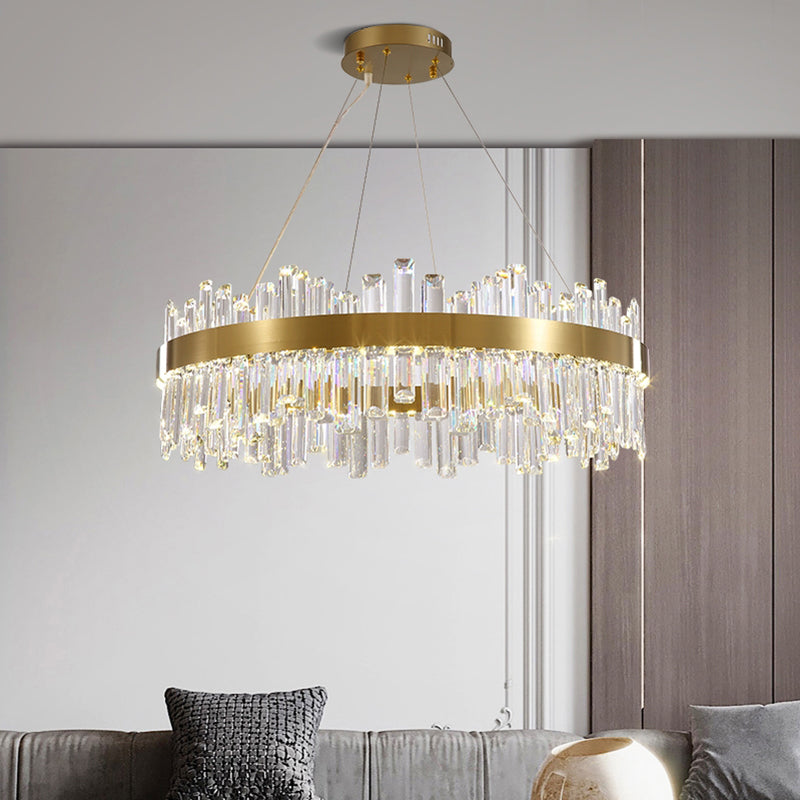 Cercle de pendentif en or LED LED CRISTAL HORDing Light pour le salon