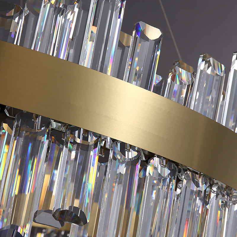 Cercle de pendentif en or LED LED CRISTAL HORDing Light pour le salon