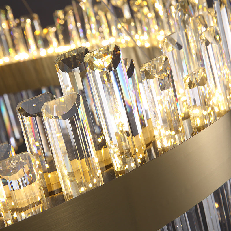 Cercle de pendentif en or LED LED CRISTAL HORDing Light pour le salon