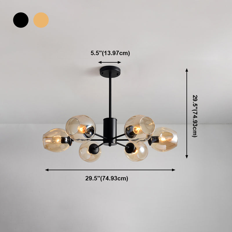Contemporary Hanging Ceiling Lights Clear Glass Pendant Chandelier for Living Room
